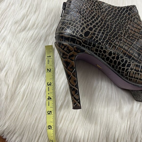 Herve Leger‎ Size 38.5 Crocodile Embossed Print Leather Booties Boots - Picture 10 of 12